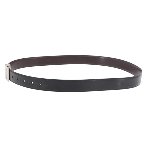 CARTIER Must Line Belt Leather 44.1"" Black Brown Silver Auth BA13632