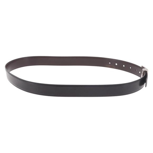CARTIER Must Line Belt Leather 44.1"" Black Brown Silver Auth BA13632