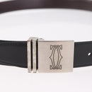 CARTIER Must Line Belt Leather 44.1"" Black Brown Silver Auth BA13632-6