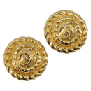 CHANEL Earring Metal Gold Tone CC Auth BA13635-1