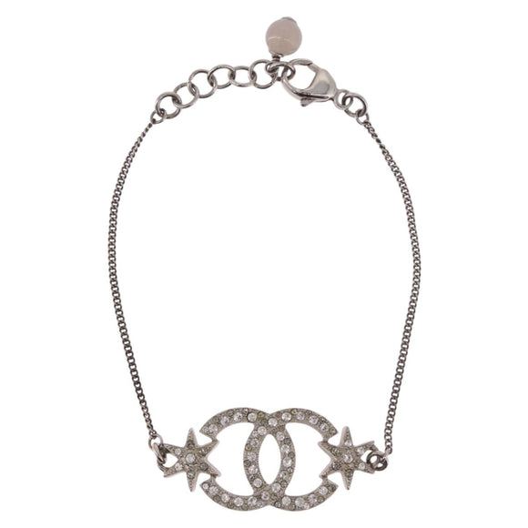 CHANEL Bracelet Metal Silver CC Auth BA13638M