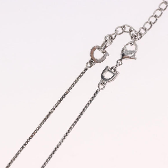 Christian Dior Necklace Metal Silver Auth BA13641