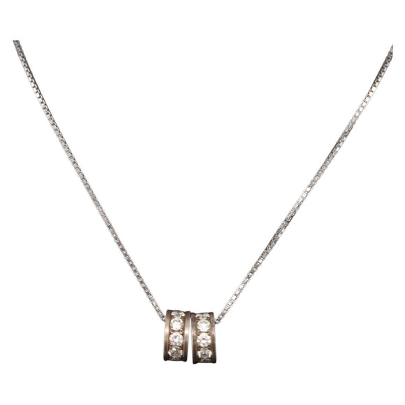 Christian Dior Halsketting Metaal Zilver Auth BA13641