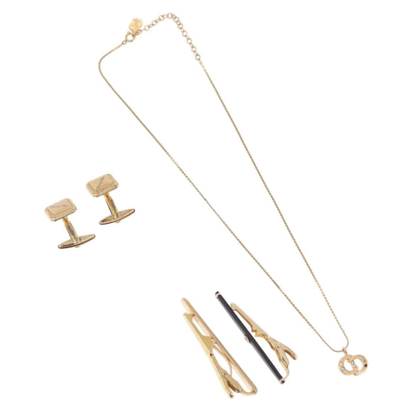 Christian Dior Necklace metal 4 Set Gold Tone Auth BA13645
