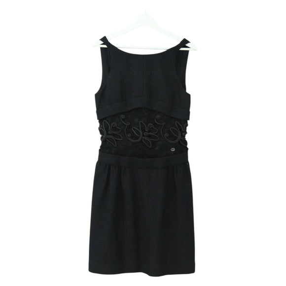 CHANEL Dress Wool Black CC Auth BA13646SAM