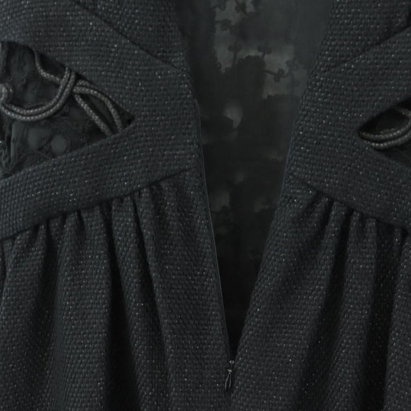 CHANEL Dress Wool Black CC Auth BA13646SAM