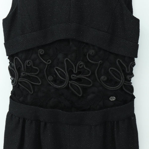 CHANEL Dress Wool Black CC Auth BA13646SAM