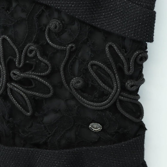 CHANEL Dress Wool Black CC Auth BA13646SAM