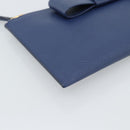 PRADA Clutch Bag Safiano Blue Gold Auth BA13647V-15