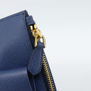 PRADA Clutch Bag Safiano Blue Gold Auth BA13647V-9