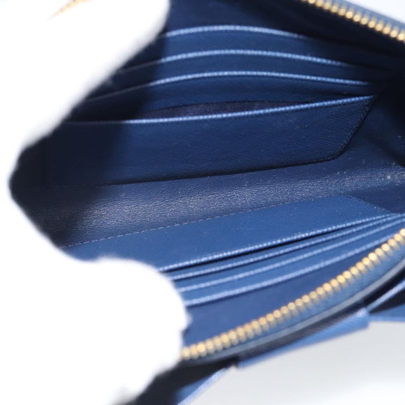 PRADA Clutch Bag Safiano Blue Gold Auth BA13647V