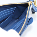 PRADA Clutch Bag Safiano Blue Gold Auth BA13647V-20