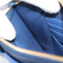 PRADA Clutch Bag Safiano Blue Gold Auth BA13647V-21