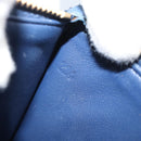 PRADA Clutch Bag Safiano Blue Gold Auth BA13647V-11