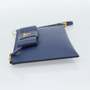 PRADA Clutch Bag Safiano Blue Gold Auth BA13647V-3