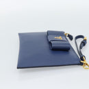 PRADA Clutch Bag Safiano Blue Gold Auth BA13647V-4