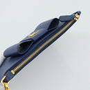 PRADA Clutch Bag Safiano Blue Gold Auth BA13647V-6
