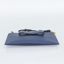 PRADA Clutch Bag Safiano Blue Gold Auth BA13647V-5