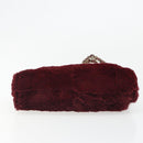 CHANEL Chain Shoulder Bag Fur Red CC Auth BA13649V-10