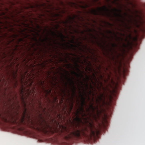 CHANEL Chain Shoulder Bag Fur Red CC Auth BA13649V