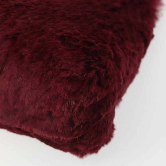 CHANEL Chain Shoulder Bag Fur Red CC Auth BA13649V