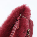 CHANEL Chain Shoulder Bag Fur Red CC Auth BA13649V-16