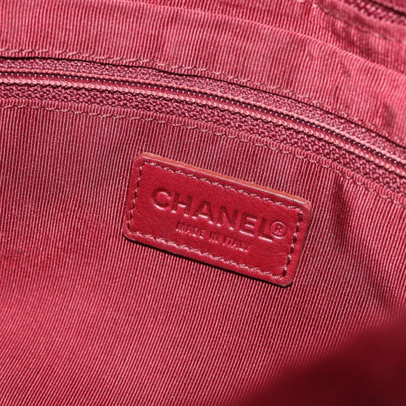 CHANEL Chain Shoulder Bag Fur Red CC Auth BA13649V