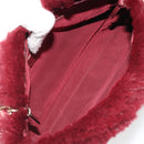 CHANEL Chain Shoulder Bag Fur Red CC Auth BA13649V-18