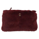 CHANEL Chain Shoulder Bag Fur Red CC Auth BA13649V-2