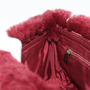 CHANEL Chain Shoulder Bag Fur Red CC Auth BA13649V-20