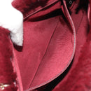 CHANEL Chain Shoulder Bag Fur Red CC Auth BA13649V-22