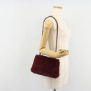CHANEL Chain Shoulder Bag Fur Red CC Auth BA13649V-24