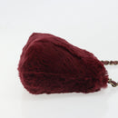 CHANEL Chain Shoulder Bag Fur Red CC Auth BA13649V-4