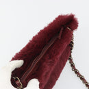 CHANEL Chain Shoulder Bag Fur Red CC Auth BA13649V-6