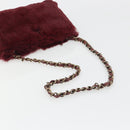CHANEL Chain Shoulder Bag Fur Red CC Auth BA13649V-7