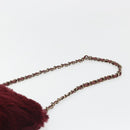 CHANEL Chain Shoulder Bag Fur Red CC Auth BA13649V-8
