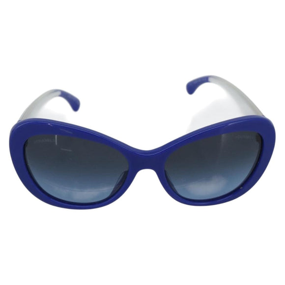 CHANEL Sunglasses Plastic Blue CC Auth BA13654