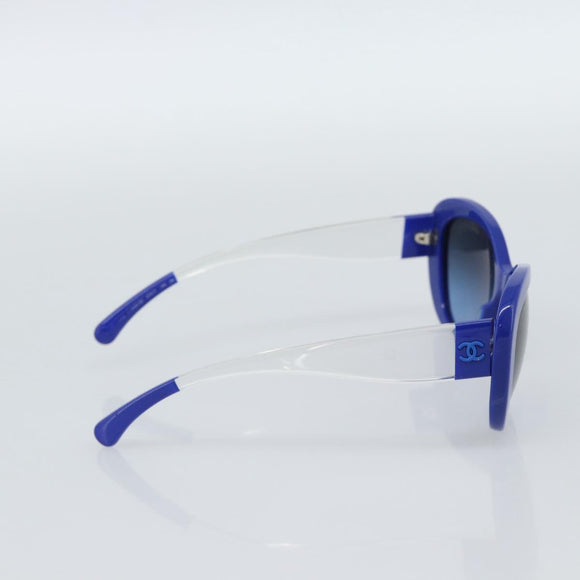 CHANEL Sunglasses Plastic Blue CC Auth BA13654