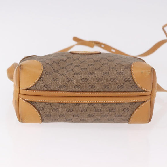 GUCCI Micro GG Supreme Shoulder Bag PVC Beige Gold Auth BA13656