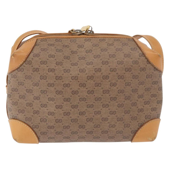 GUCCI Micro GG Supreme Shoulder Bag PVC Beige Gold Auth BA13656