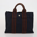 HERMES Fourre Tout Hand Bag Cotton 4 Set Navy Orange gray Auth BA13658-14