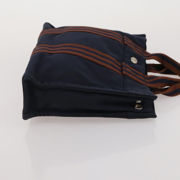 HERMES Fourre Tout Hand Bag Cotton 4 Set Navy Orange gray Auth BA13658