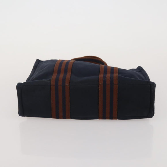 HERMES Fourre Tout Hand Bag Cotton 4 Set Navy Orange gray Auth BA13658
