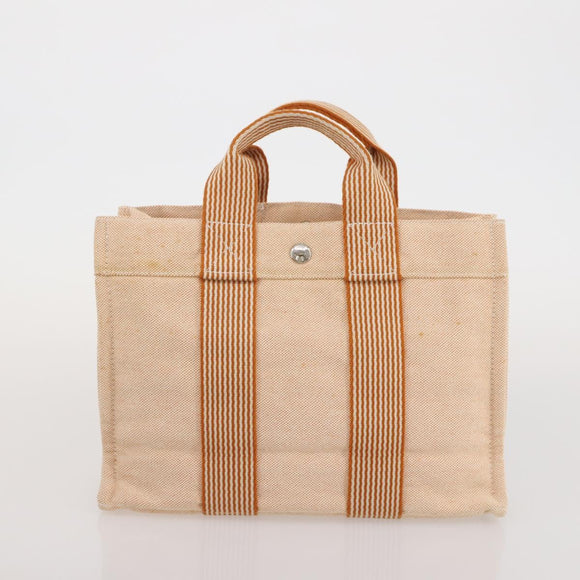 HERMES Fourre Tout Hand Bag Cotton 4 Set Navy Orange gray Auth BA13658