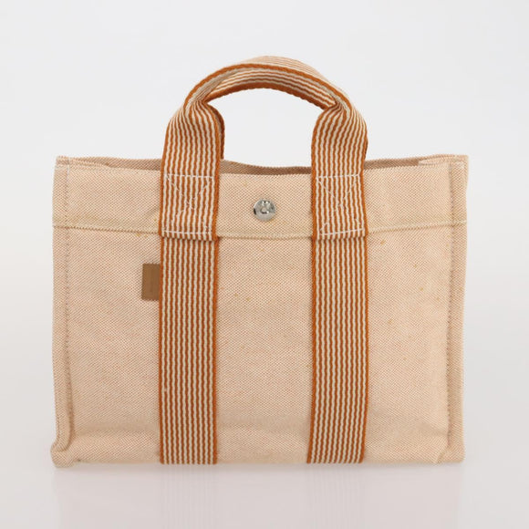 HERMES Fourre Tout Hand Bag Cotton 4 Set Navy Orange gray Auth BA13658
