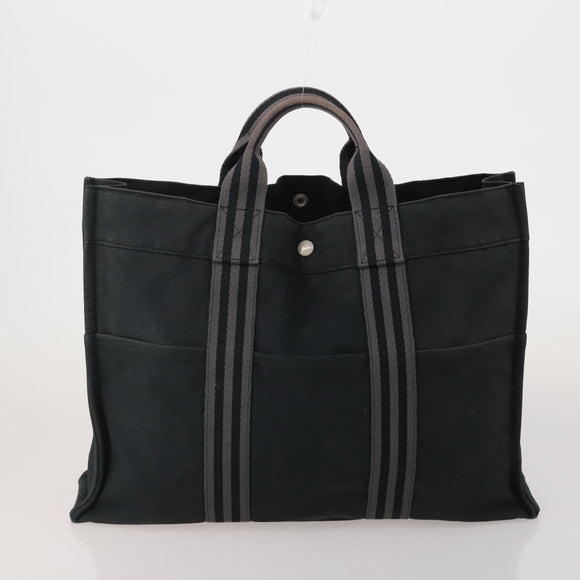 HERMES Fourre Tout Hand Bag Cotton 4 Set Navy Orange gray Auth BA13658