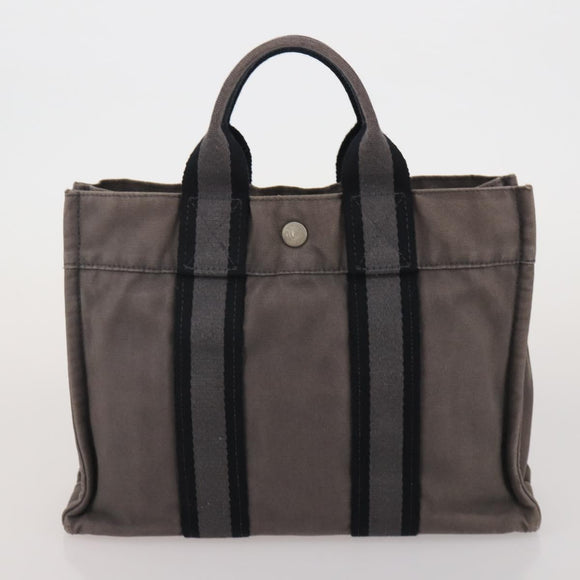 HERMES Fourre Tout Hand Bag Cotton 4 Set Navy Orange gray Auth BA13658