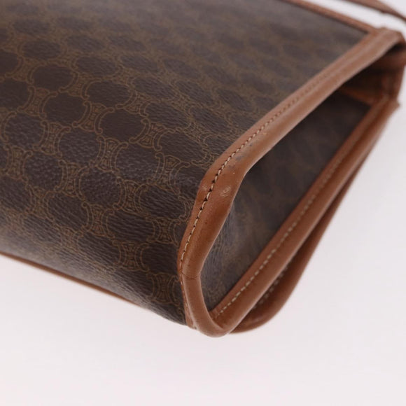 CELINE Macadam Canvas Shoulder Bag PVC Leather Brown Gold Auth BA13670