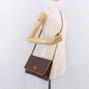 CELINE Macadam Canvas Shoulder Bag PVC Leather Brown Gold Auth BA13670-23