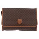 CELINE Macadam Canvas Shoulder Bag PVC Leather Brown Gold Auth BA13670-13